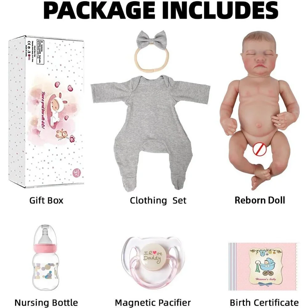 Reborn Baby Dolls 18 Inch Real Life Baby Girl Silicone Doll Weighted Body